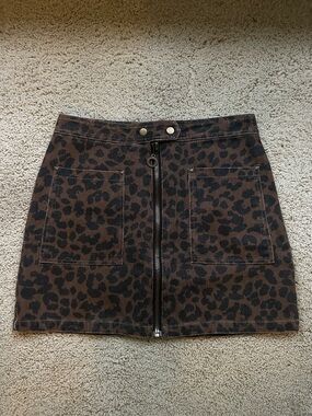 Leopard Print Brown Mini Skirt, she&sky - size medium
